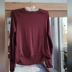 oiselle Maroon Textured Crewneck Pullover
